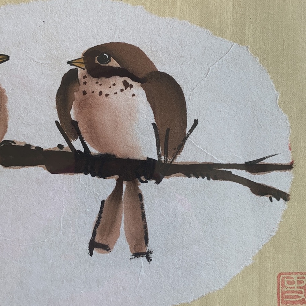 Vintage Rice Paper Brush Painting - Picture 4 of 8